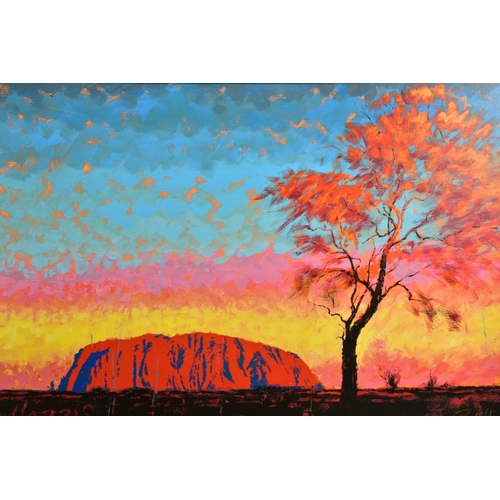 431 - ROLF HARRIS (AUSTRALIAN 1930) 'ULURU SUNSET, SURPRISE SHOWER' an artist proof print on canvas of an ... 