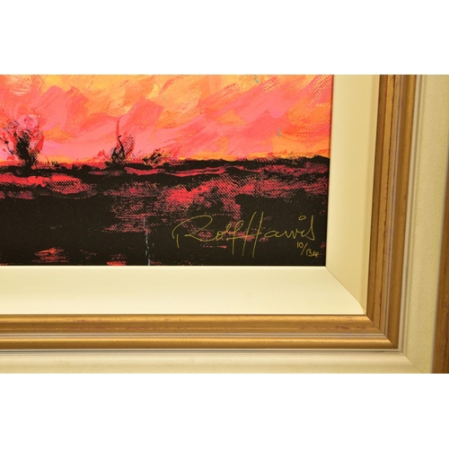 431 - ROLF HARRIS (AUSTRALIAN 1930) 'ULURU SUNSET, SURPRISE SHOWER' an artist proof print on canvas of an ... 