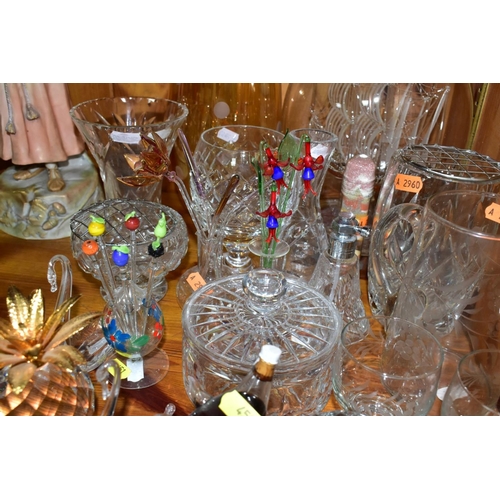 451 - A GROUP OF ASSORTED GLASSWARE, including a Swarovski pineapple, height 10.5cm, a glass ship in a bot... 