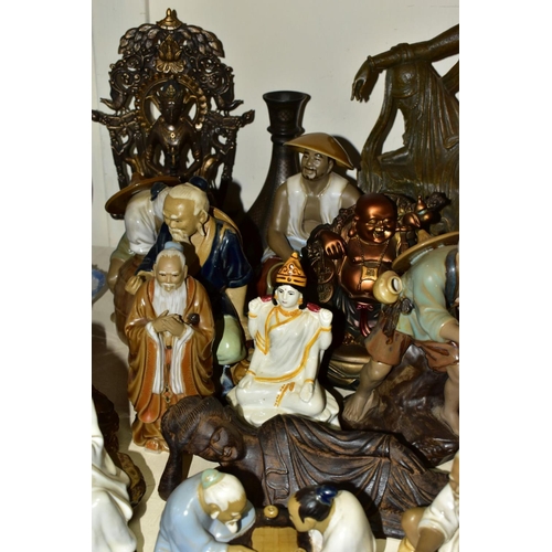 462 - A GROUP OF 20TH CENTURY CERAMIC, METAL AND RESIN ORIENTAL AND MIDDLE EASTERN FIGURES, VASE AND OTHER... 