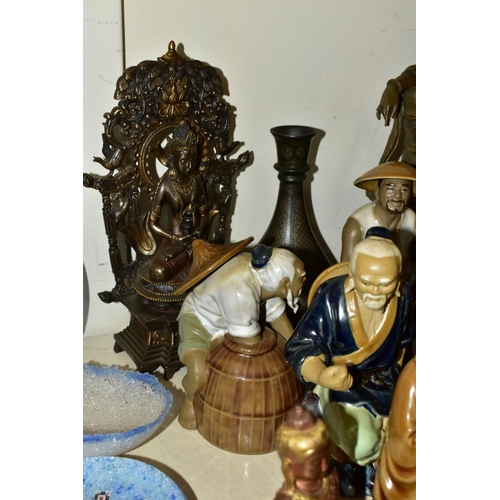 462 - A GROUP OF 20TH CENTURY CERAMIC, METAL AND RESIN ORIENTAL AND MIDDLE EASTERN FIGURES, VASE AND OTHER... 