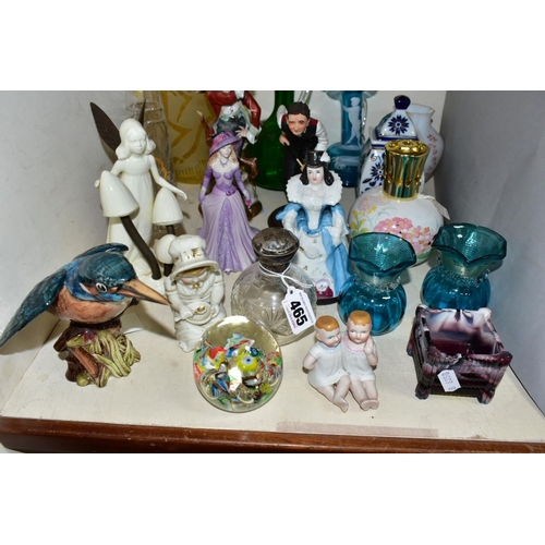 465 - A BESWICK KINGFISHER MODEL NO 2371, A MINTON MEADOWSWEET FAIRY M S 50 AND OTHER CERAMICS AND GLASSWA... 