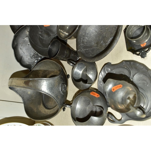 466 - A COLLECTION OF EARLY 20TH CENTURY WMF TUDRIC AND OTHER PEWTER, including a WMF conical beaker or va... 