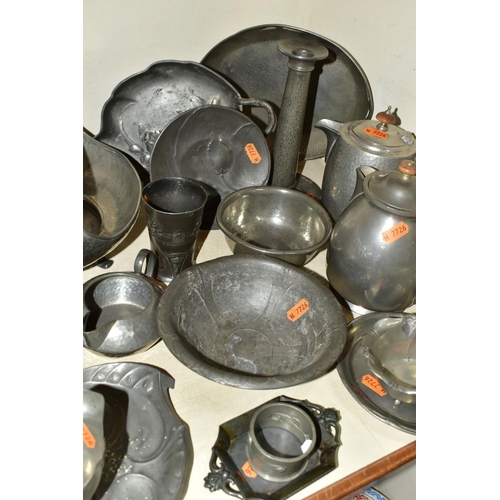 466 - A COLLECTION OF EARLY 20TH CENTURY WMF TUDRIC AND OTHER PEWTER, including a WMF conical beaker or va... 