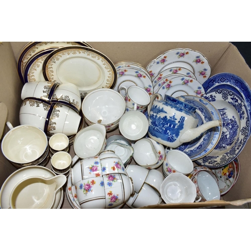 470 - FOUR BOXES AND LOOSE CERAMICS AND GLASSWARES, to include two Royal Crown Derby white square trinket ... 