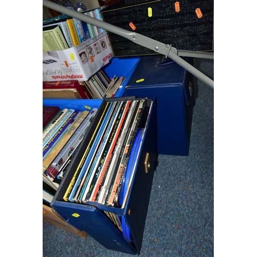 472 - TEN BOXES OF BOOKS, RECORDS, CDS, DVDS AND VHS TAPES, over one hundred books with titles to include ... 