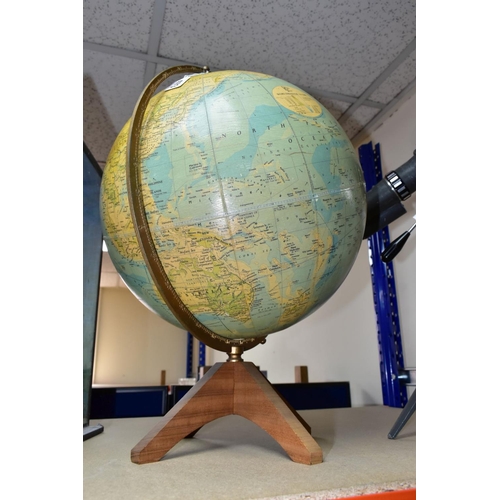 473 - A TABLE GLOBE AND A SPOTTING SCOPE WITH TRIPOD, comprising a George Philip & Son Ltd Worldmaster tab... 