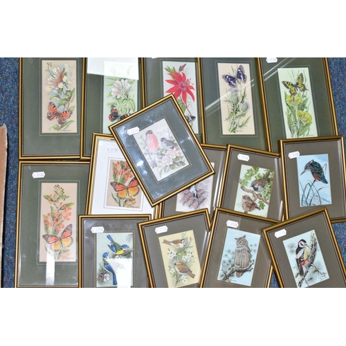 503 - J & J CASH LTD, FRAMED WOVEN PICTURES, a collection of fifteen examples comprising eight bird studie... 