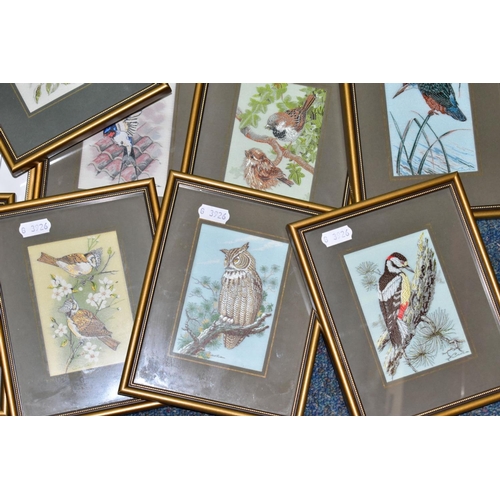 503 - J & J CASH LTD, FRAMED WOVEN PICTURES, a collection of fifteen examples comprising eight bird studie... 