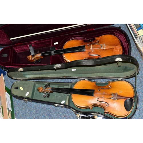 505 - TWO CASED VIOLINS, both are Chinese Skylark brand, 7/8 size violins in need of restringing, model nu... 