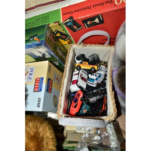 510 - TWO BOXES AND LOOSE ELECTRONICS, TOYS, GAMES, PICTURES AND SUNDRY ITEMS, to include a Hewlett Packar... 