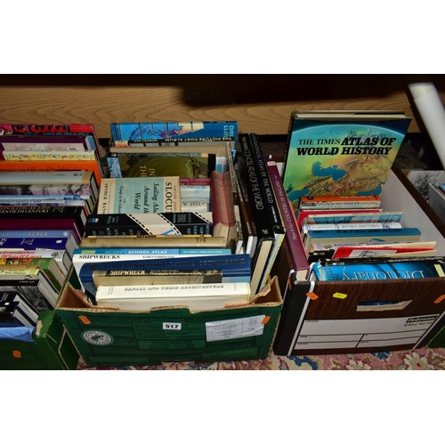 517 - BOOKS, four boxes containing approximately eighty-five miscellaneous titles, plus booklets, to inclu... 