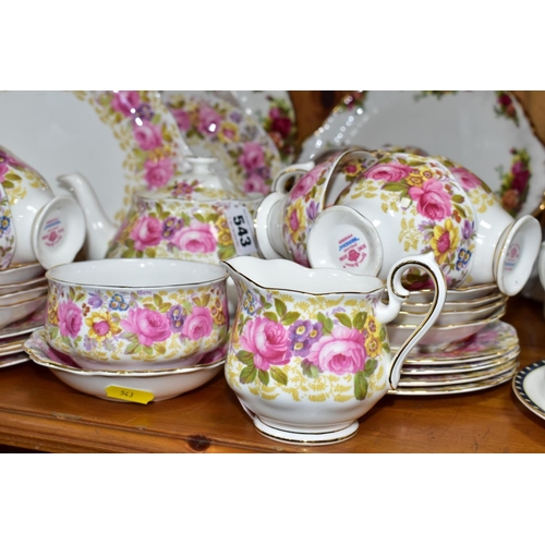 543 - A FORTY TWO PIECE ROYAL ALBERT SERENA TEASET AND OTHER ROYAL ALBERT PLATES, Serena set comprising a ... 