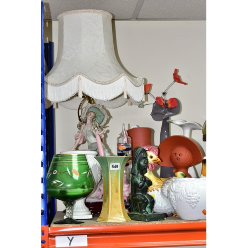 549 - A GROUP OF TABLE LAMPS, VASES AND DECORATIVE HOMEWARES, mainly late twentieth century or later, to i... 