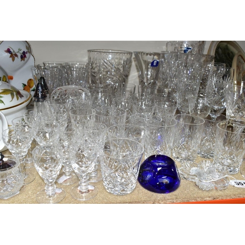 551 - A GROUP OF CUT CRYSTAL AND OTHER GLASSWARES, approximately sixty pieces to include two Waterford Cry... 