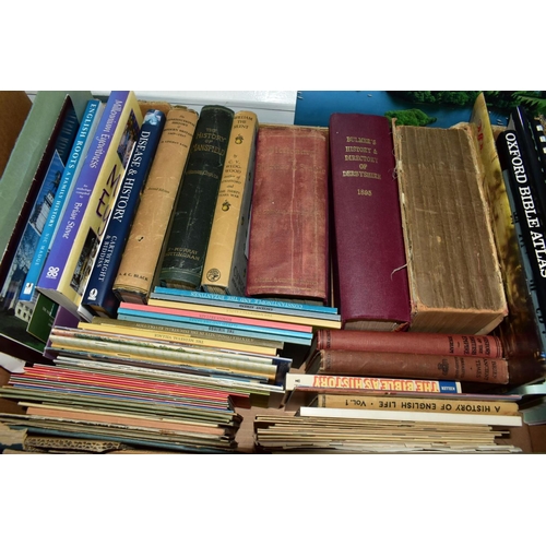 556 - BOOKS, GUIDES & MAPS, six boxes containing a large collection of ephemera covering local and nationa... 