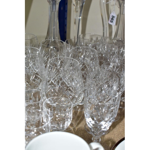 565 - A THIRTY SEVEN PIECE THOMAS OF GERMANY DINNER SERVICE, AND A GROUP OF CUT CRYSTAL GLASS WARES, to in... 