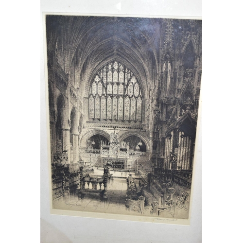 574 - ALBANEY E. HOWARTH (1872-1936) THREE ETCHINGS SIGNED IN PENCIL, comprising 'The Chancel, Exeter', 'B... 