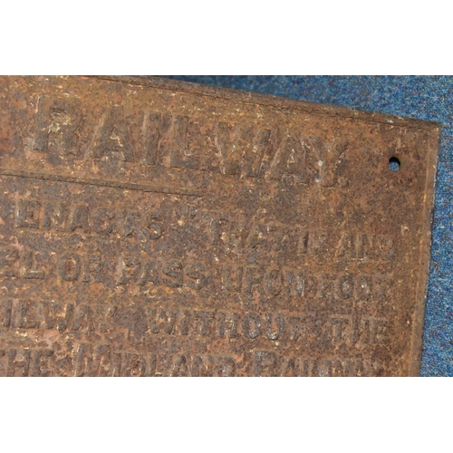 577 - A CAST IRON MIDLAND RAILWAY SIGN, regarding trespass and unlicensed access, dated June 1893, approxi... 