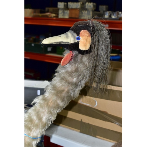 578 - A LARGE FREESTANDING PLUSH COVERED EMU, approximate height 120cm, some damage to feet