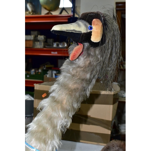 578 - A LARGE FREESTANDING PLUSH COVERED EMU, approximate height 120cm, some damage to feet