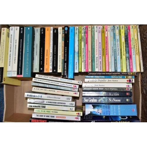 582 - BOOKS, five boxes containing approximately 245 titles in paperback (160+) and hardback (80+) formats... 