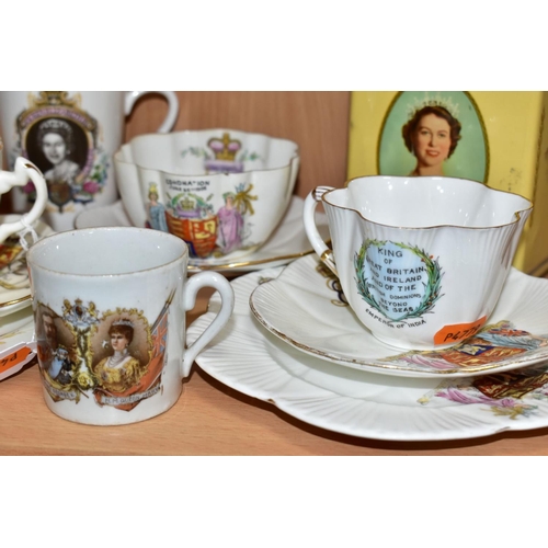 593 - ROYAL MEMORABILIA CERAMICS ETC, comprising Foley china Edward VII coronation trio,  Edward VII sugar... 