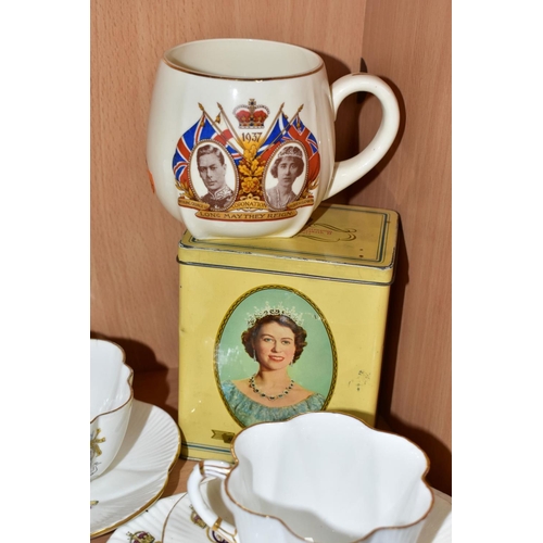 593 - ROYAL MEMORABILIA CERAMICS ETC, comprising Foley china Edward VII coronation trio,  Edward VII sugar... 