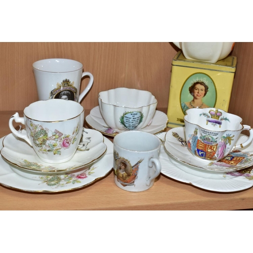 593 - ROYAL MEMORABILIA CERAMICS ETC, comprising Foley china Edward VII coronation trio,  Edward VII sugar... 