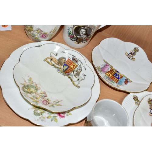 593 - ROYAL MEMORABILIA CERAMICS ETC, comprising Foley china Edward VII coronation trio,  Edward VII sugar... 