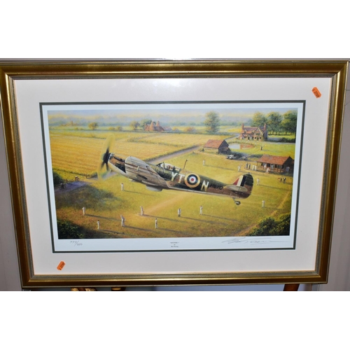 614 - MICHAEL TURNER (BRITISH 1934) 'A PIECE OF CAKE', a limited edition print of Spitfires, signed by the... 