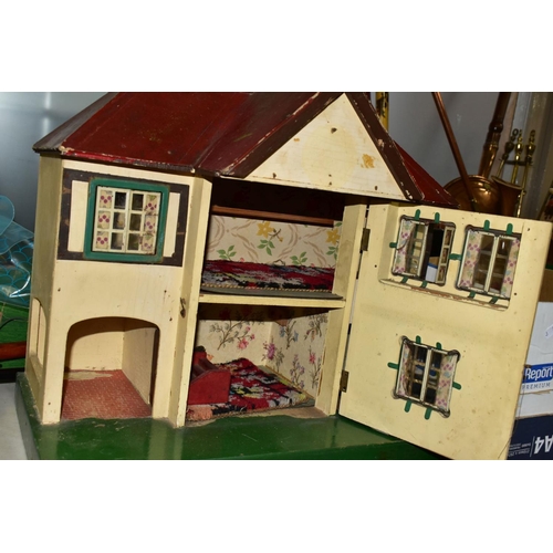 616 - A TRIANG DOLLS HOUSE, CERAMICS, GAMES, COINS AND SUNDRY ITEMS, to include a Triang dolls house no 61... 