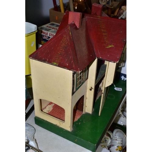 616 - A TRIANG DOLLS HOUSE, CERAMICS, GAMES, COINS AND SUNDRY ITEMS, to include a Triang dolls house no 61... 