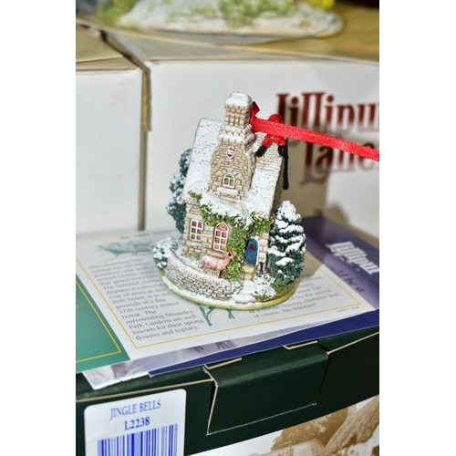 623 - FIVE BOXED SNOW COVERED LILLIPUT LANE SCULPTURES, all with deeds, comprising two from the Christmas ... 