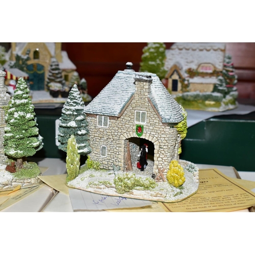 623 - FIVE BOXED SNOW COVERED LILLIPUT LANE SCULPTURES, all with deeds, comprising two from the Christmas ... 