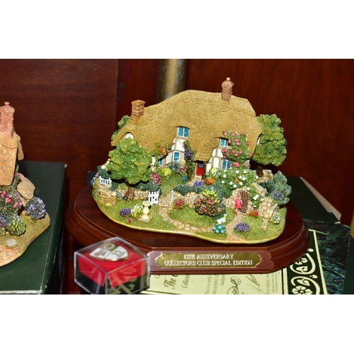 626 - EIGHT ANNIVERSARY/COLLECTORS CLUB LILLIPUT LANE SCULPTURES, seven boxed and some with deeds, mention... 