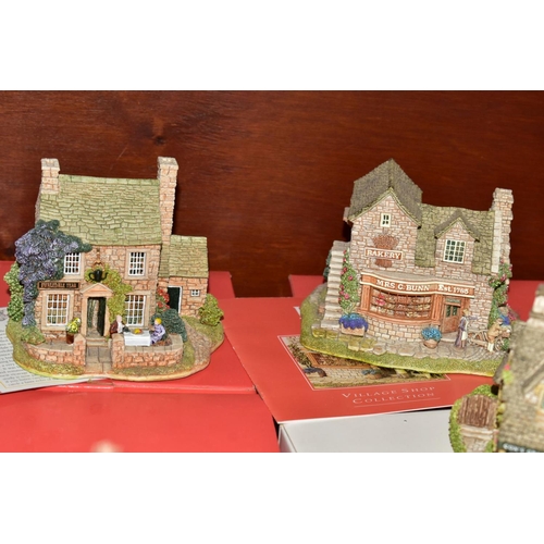 627 - SIXTEEN BOXED LILLIPUT LANE SCULPTURES, some with deeds where mentioned, comprising four from Secret... 