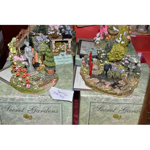 627 - SIXTEEN BOXED LILLIPUT LANE SCULPTURES, some with deeds where mentioned, comprising four from Secret... 