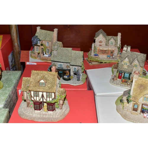 627 - SIXTEEN BOXED LILLIPUT LANE SCULPTURES, some with deeds where mentioned, comprising four from Secret... 