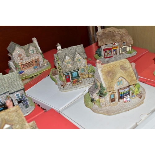 627 - SIXTEEN BOXED LILLIPUT LANE SCULPTURES, some with deeds where mentioned, comprising four from Secret... 