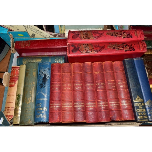 632 - THREE BOXES OF ANTIQUARIAN BOOKS, approximately sixty five books with titles to include two volumes ... 