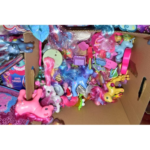 647 - TWO BOXES OF TOYS, to include a quantity of twenty-first century My Little Pony ponies, accessories,... 