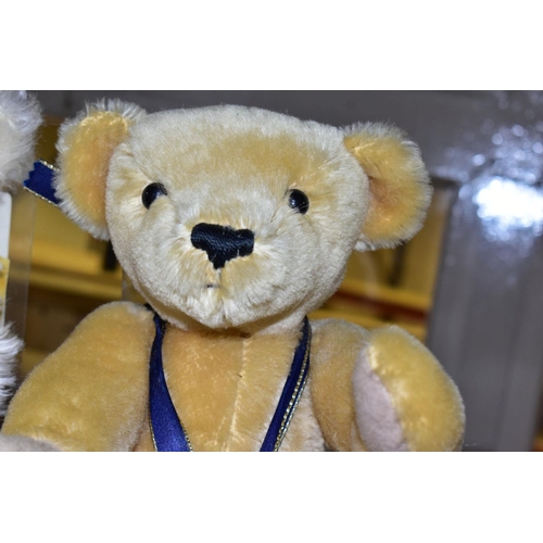 649 - TWO LIMITED EDITION MERRYTHOUGHT GOLDEN JUBILEE TEDDY BEARS, comprising 'Regal Splendour' a white mo... 