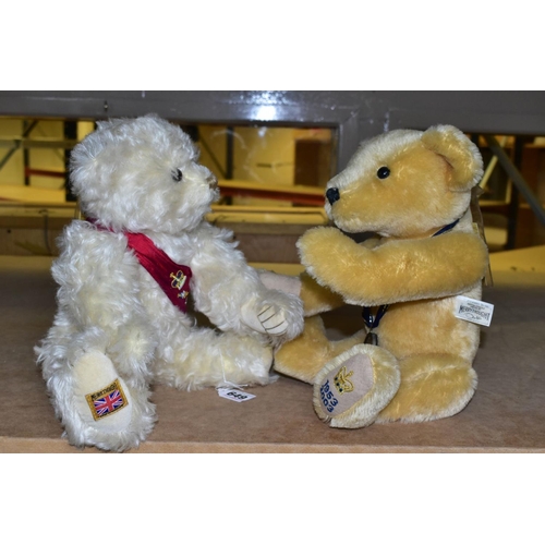 649 - TWO LIMITED EDITION MERRYTHOUGHT GOLDEN JUBILEE TEDDY BEARS, comprising 'Regal Splendour' a white mo... 