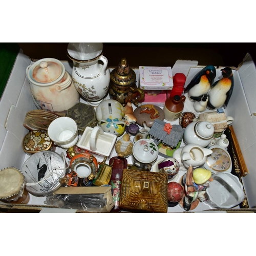 652 - FOUR BOXES OF ASSORTED CERAMICS ETC, to include Royal Doulton Field Flower part dinner service, Twil... 