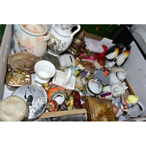 652 - FOUR BOXES OF ASSORTED CERAMICS ETC, to include Royal Doulton Field Flower part dinner service, Twil... 