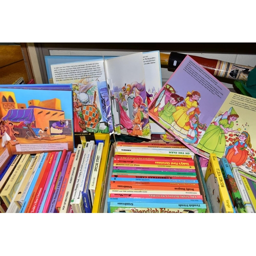 653 - FIVE BOXES OF CHILDRENS POP-UP BOOKS ETC, to include Fairy tale pop-up play set, Fungus the Bogeyman... 