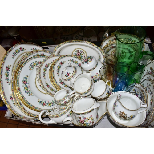 657 - TWO BOXES OF DINNER AND TEA WARES ETC, to include Coalport Ming Rose dinner plates, side plates, pla... 