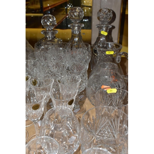 664 - A QUANTITY OF CUT GLASS ETC, to include a set of six Capri Crystal wine glasses, a set of six unbran... 