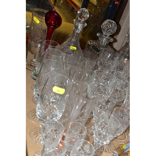 664 - A QUANTITY OF CUT GLASS ETC, to include a set of six Capri Crystal wine glasses, a set of six unbran... 